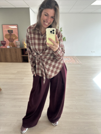 Check knot blouse Azzurro - bordeaux