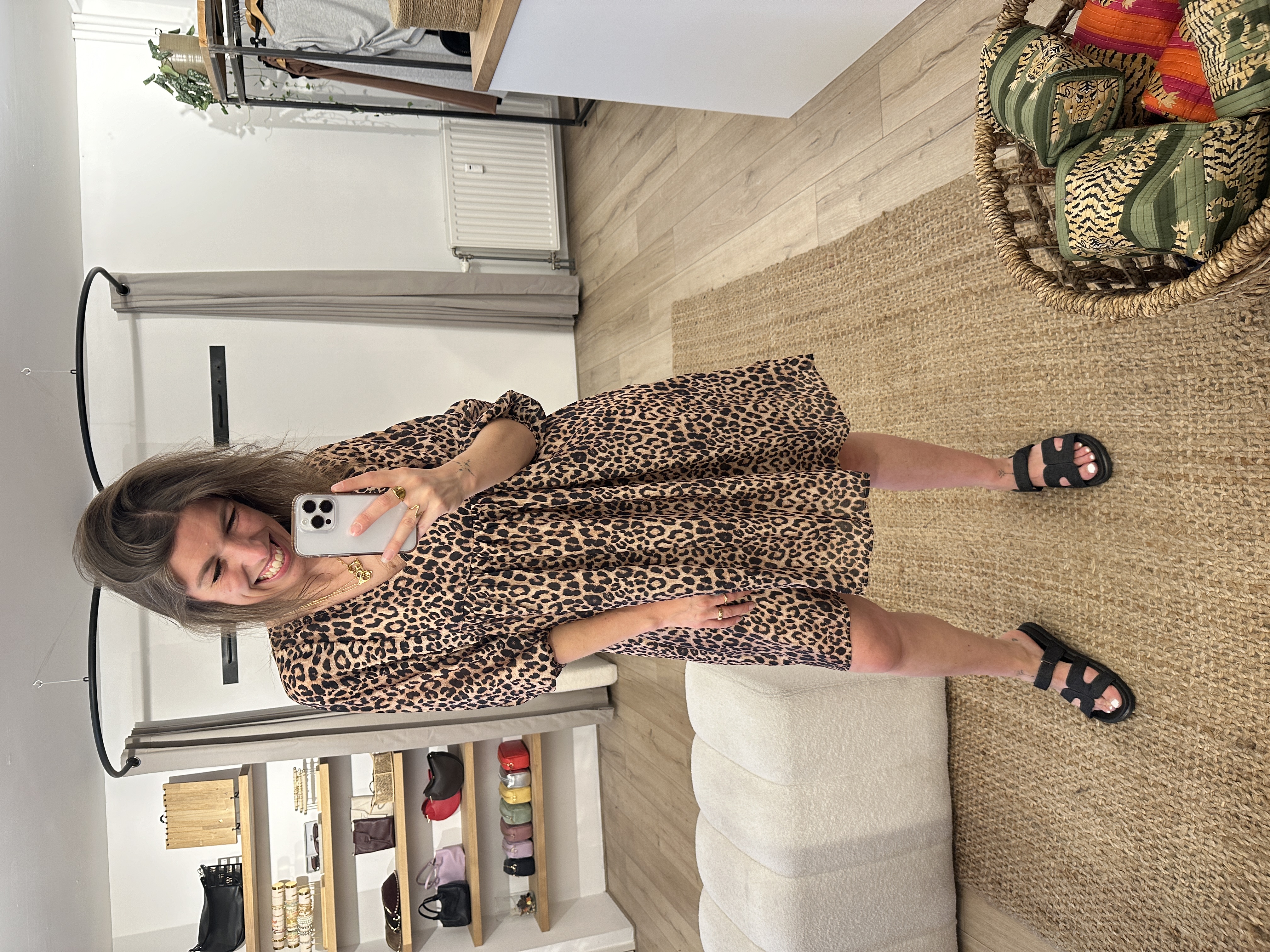 Print wide dress Azzurro - panter