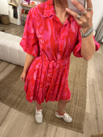 Print ceintuur dress Azzurro - red/pink