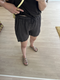 Linen short - dark brown