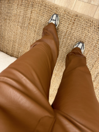 Leatherlook straight pants Azzurro - brown
