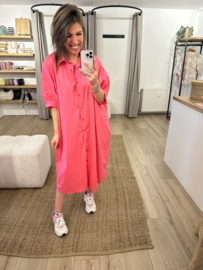 Cotton blouse dress Azzurro - pink
