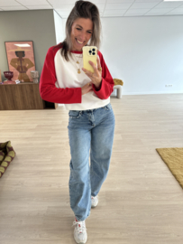Baseball sweater pull - red