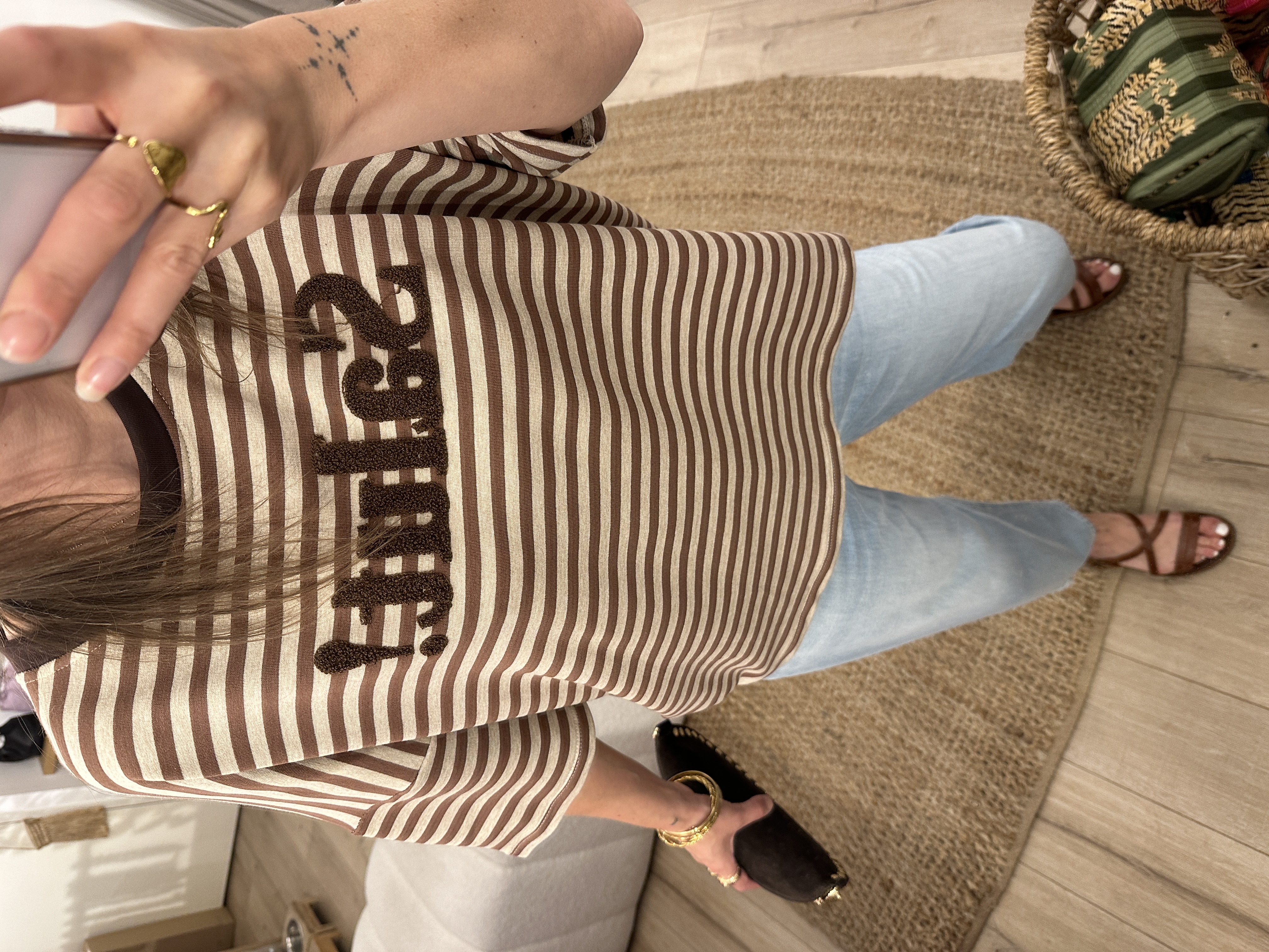Stripe salut shortsleeve - brown/beige