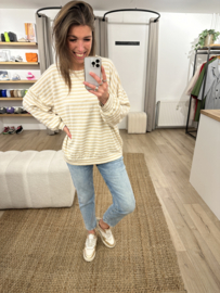 Cotton stripe sweater Azzurro - beige