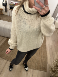 Knitted col pull Azzurro - naturel