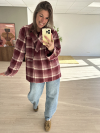 Check oversized blazer Azzurro - bordeaux