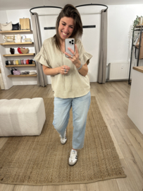 Ruffle stripe top Azzurro - beige