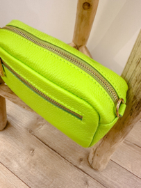 Leather classic crossbody bag - lime