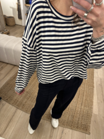Cotton stripe sweater Azzurro - dark blue
