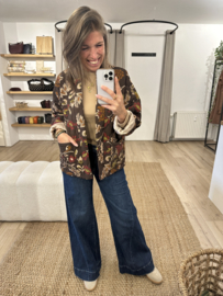 Print kimono jacket Azzurro - dark brown