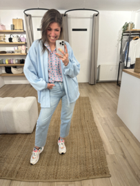 Summer wide blouse Azzurro - pink light