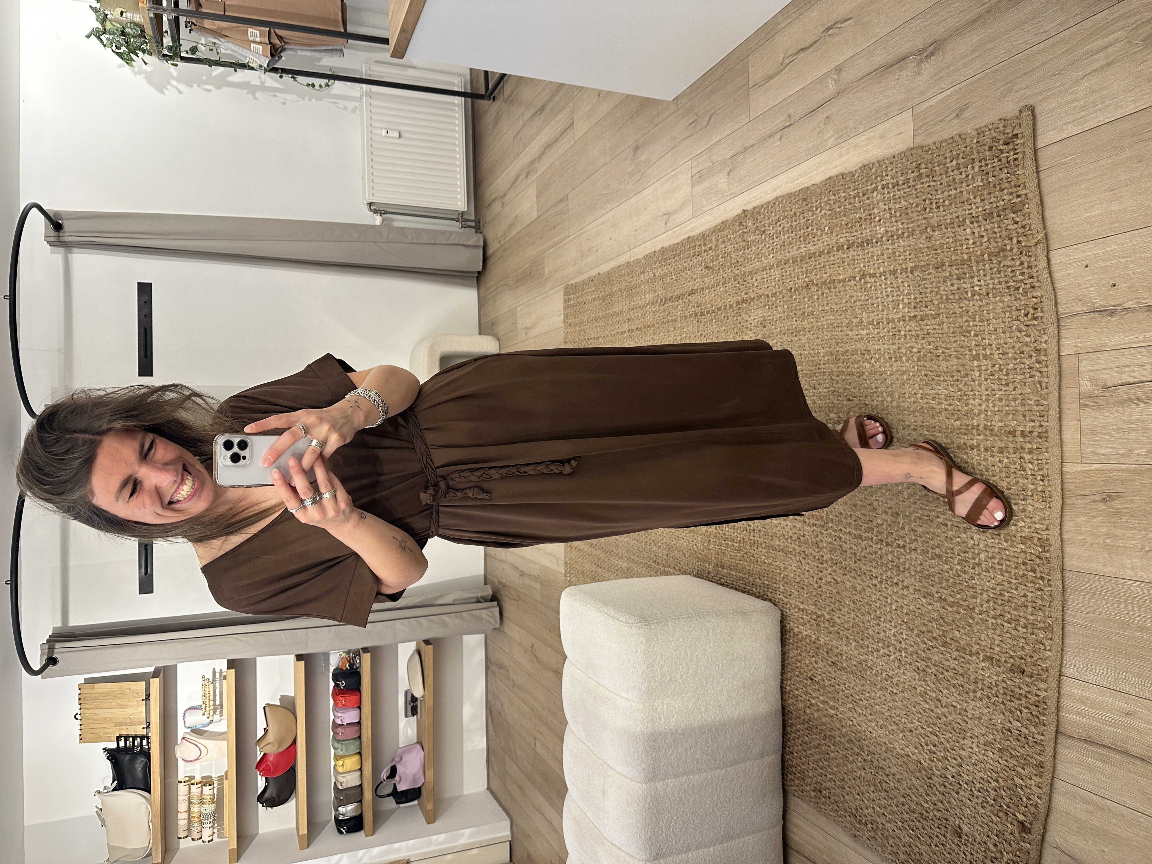 T-shirt split dress - dark brown