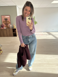 Stripe rib longsleeve Azzurro - lila/bordeaux
