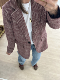 Check wool blazer - bordeaux