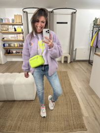 Leather classic crossbody bag - lime