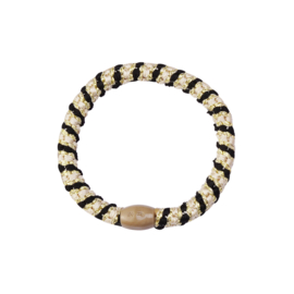 Hair tie bracelet - beige/black (glitter)