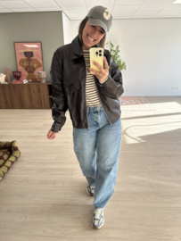 Leatherlook jacket Azzurro - dark brown