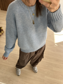 Basic knitted pull Azzurro - blue light