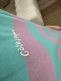 Stripe box tee Azzurro - aqua/lila