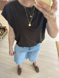 Basic elastic top - dark brown