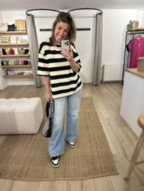 Stripe box tee Azzurro - black/naturel