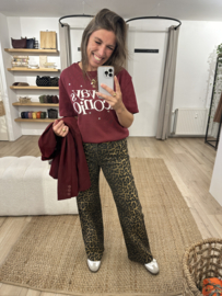 Text stud tee Ambika - bordeaux