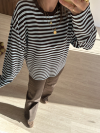Stripe longsleeve Azzurro - dark brown/blue light