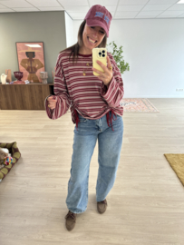 Stripe bow longsleeve - bordeaux