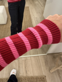 Stripe rib pull Azzurro - red/pink