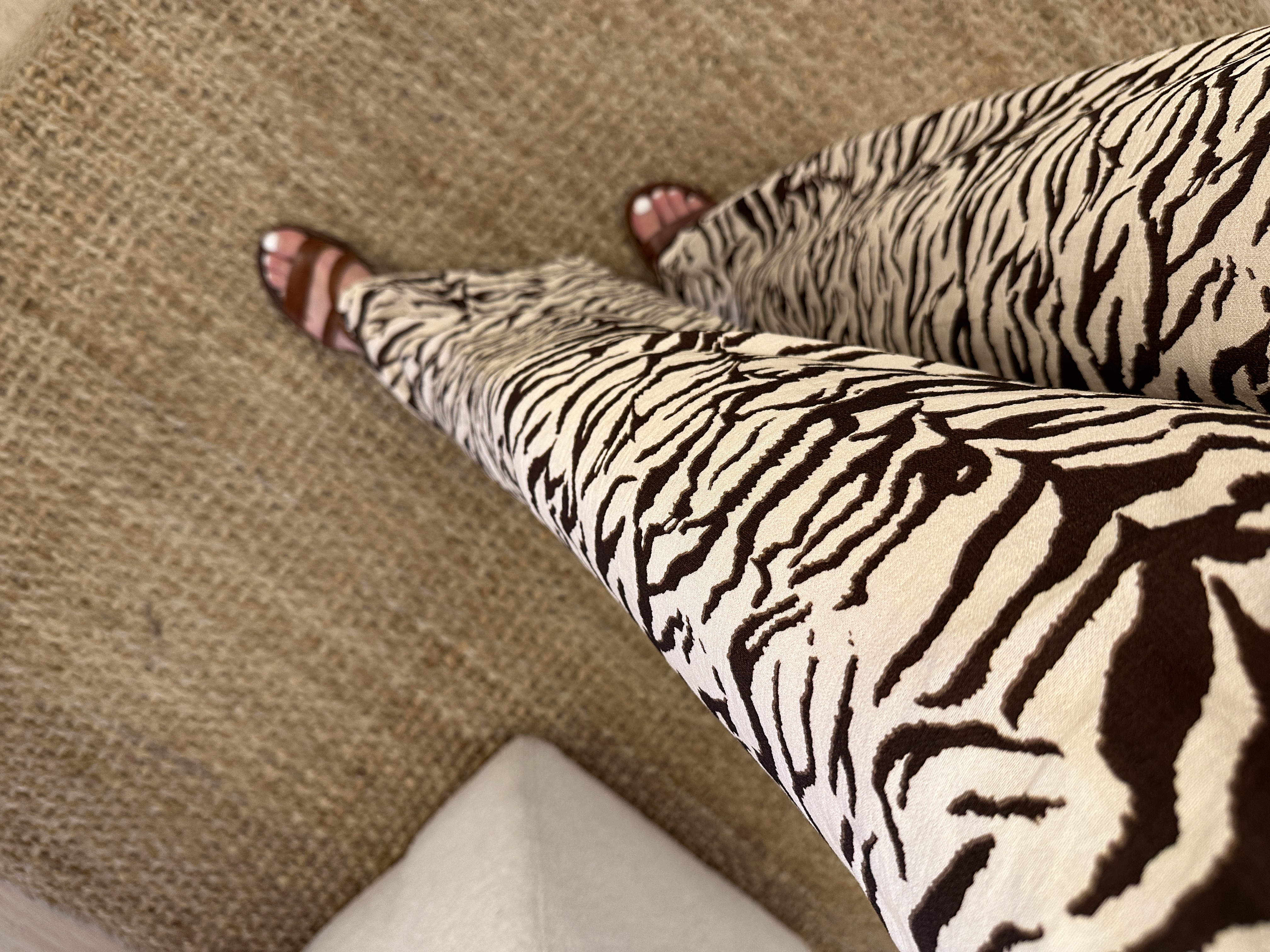 Print basic pants Azzurro - dark brown
