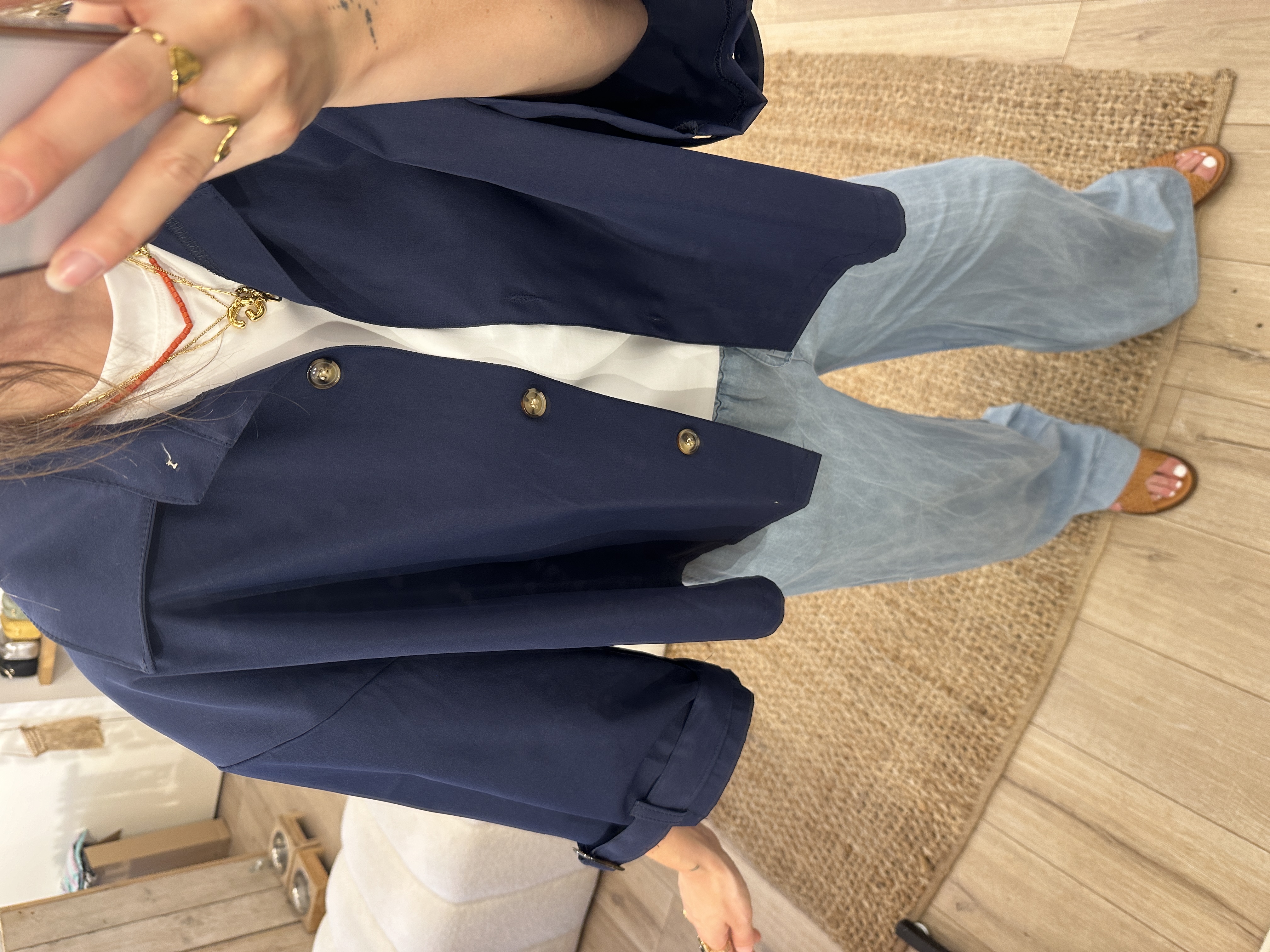 Wide short trenchcoat - dark blue