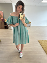Print off shoulder dress 2.0 - green/aqua