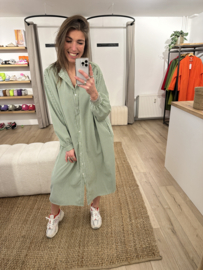 Check blouse ceintuur dress Azzurro - green