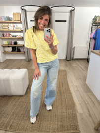 Flower puff tee Azzurro - yellow