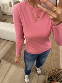 Basic rib longsleeve Azzurro - pink
