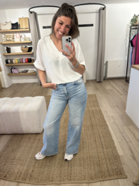 Basic V-tee Azzurro - white