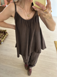 Cotton waffle set - dark brown