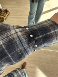 Check studs blouse - dark blue