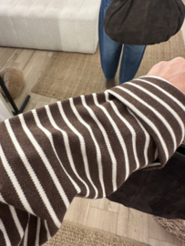 Stripe loose longsleeve Azzurro - dark brown