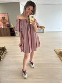 Print off shoulder dress 2.0 - bordeaux