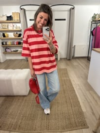 Stripe box tee Azzurro - red/pink