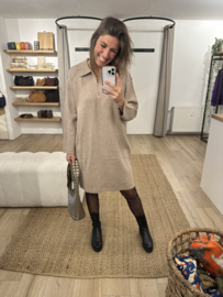 Zip pull dress Azzurro - taupe