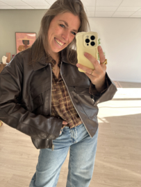 Leatherlook jacket Azzurro - dark brown