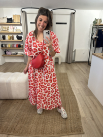 Puff summer long dress Azzurro - red