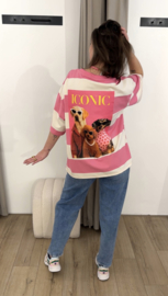 Iconic stripe oversized tee - pink
