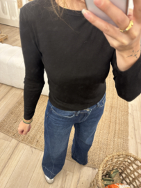 Basic rib longsleeve Azzurro - black