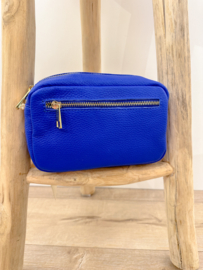 Leather classic crossbody bag - cobalt