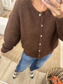 Knitted button cardigan Azzurro - dark brown