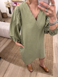 Stripe puff pocket dress Azzurro - army green